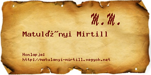 Matulányi Mirtill névjegykártya